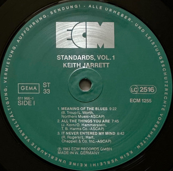 Keith Jarrett - Standards, Vol. 1 (Vinyl, LP, Album, Stereo) Very Good Plus (VG+) / Very Good Plus (VG+)
