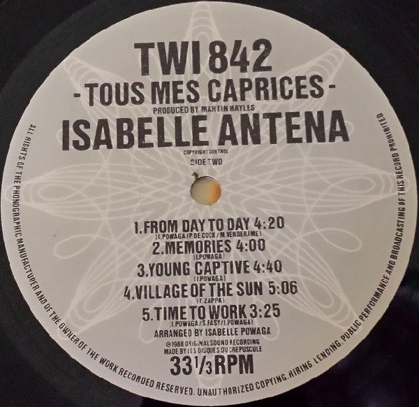 Isabelle Antena - Tous Mes Caprices (Vinyl, LP) Good Plus (G+) / Good Plus (G+)
