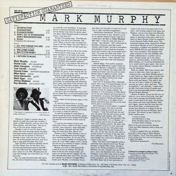 Mark Murphy - Satisfaction Guaranteed (Vinyl, LP) Very Good (VG) / Very Good (VG)