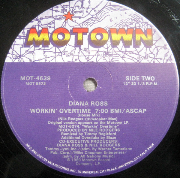 Diana Ross - Workin' Overtime (Vinyl, 12", 33 ⅓ RPM) Very Good Plus (VG+) / Very Good Plus (VG+)