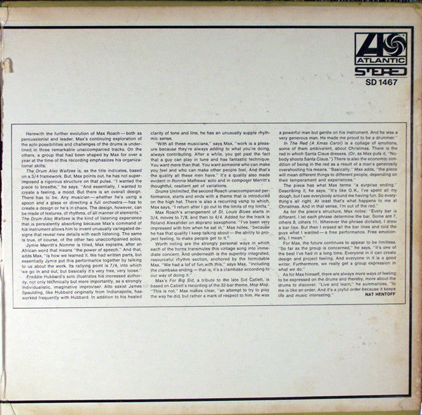 Max Roach - Drums Unlimited (Vinyl, LP, Album, Stereo) Good Plus (G+) / Very Good (VG)