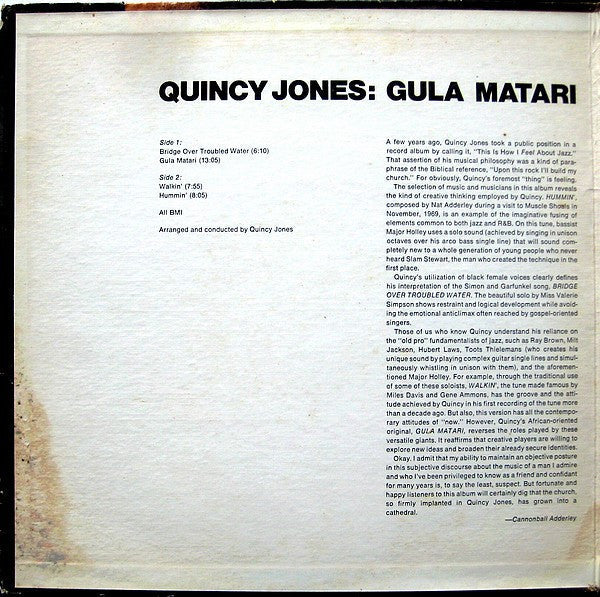 Quincy Jones - Gula Matari (Vinyl, LP, Album, Stereo) Good Plus (G+) / Very Good (VG)