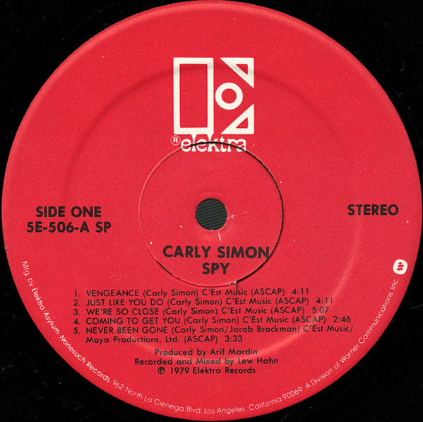 Carly Simon - Spy (Vinyl, LP, Album, Stereo) Good Plus (G+) / Very Good (VG)