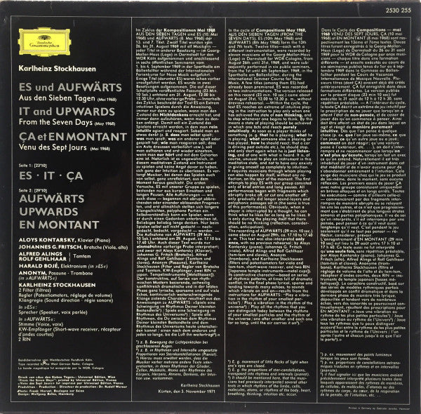 Karlheinz Stockhausen - Es Und Aufwärts (Vinyl, LP) Near Mint (NM or M-) / Very Good Plus (VG+)