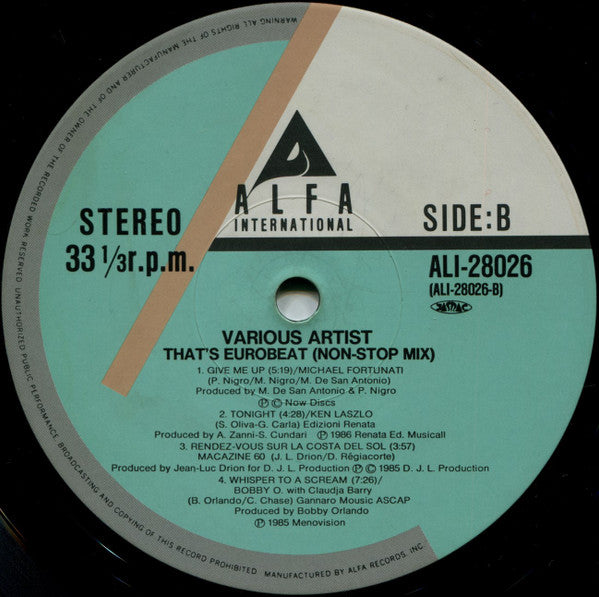Various - That's Eurobeat Non-Stop Mix (Vinyl, LP, Compilation, Mixed) Very Good Plus (VG+) / Very Good Plus (VG+)