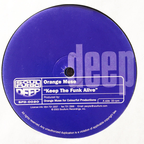 Orange Muse - Keep The Funk Alive (Vinyl, 12", 33 ⅓ RPM) Very Good (VG) / Very Good (VG)
