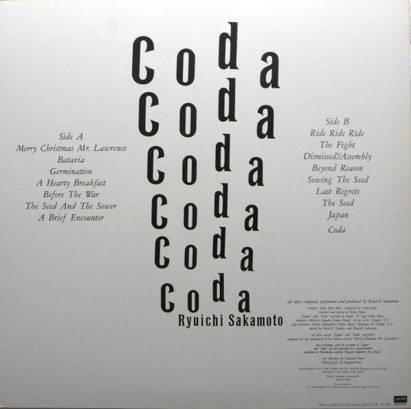 Ryuichi Sakamoto - Coda (Vinyl, LP, Album, Stereo)