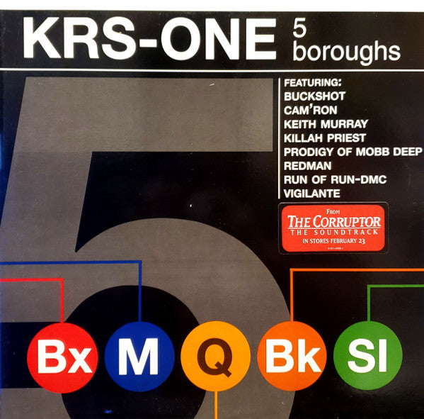 KRS-One - 5 Boroughs (Vinyl, 12", 33 ⅓ RPM, Single) Very Good (VG) / Very Good (VG)
