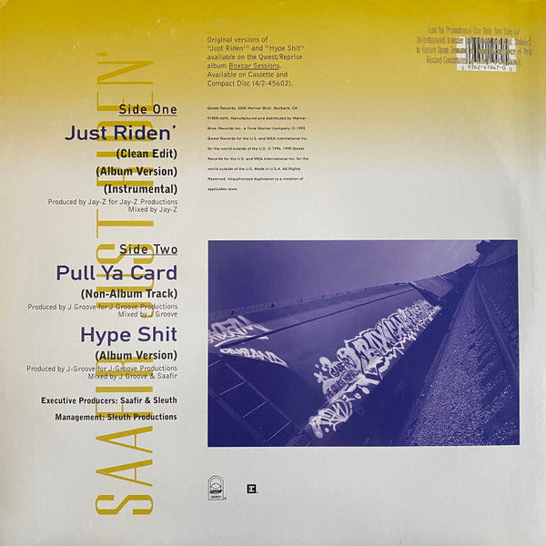 Saafir - Just Riden' (Vinyl, 12", 33 ⅓ RPM) Good Plus (G+) / Good Plus (G+)