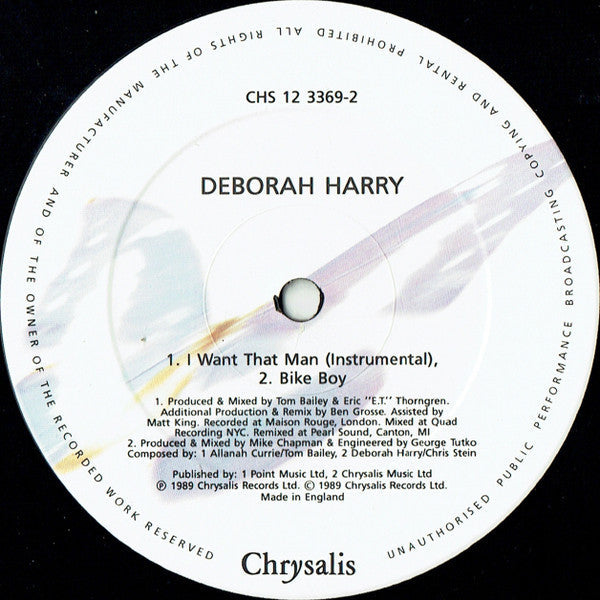 Deborah Harry - I Want That Man (Vinyl, 12", 45 RPM, Single) Very Good (VG) / Very Good Plus (VG+)