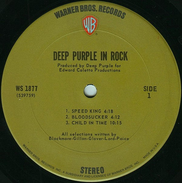 Deep Purple - In Rock (Vinyl, LP, Album) Very Good (VG) / Good Plus (G+)