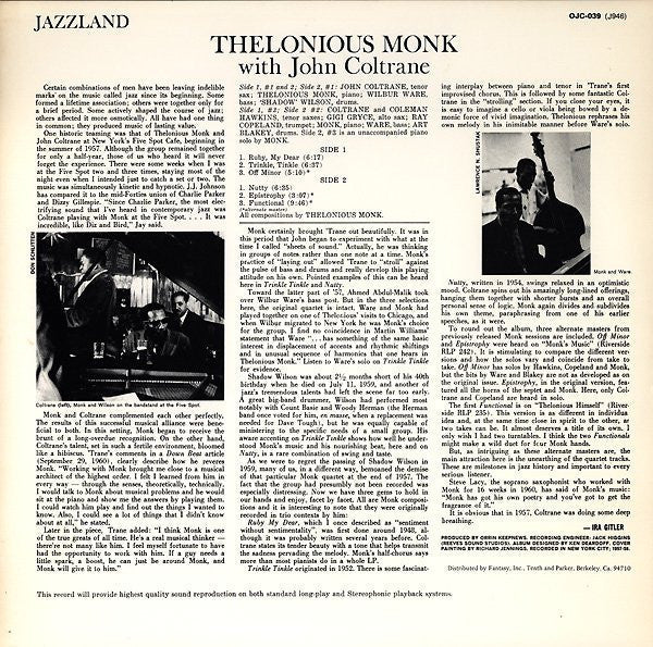 Thelonious Monk - Thelonious Monk With John Coltrane (Vinyl, LP, Album, Reissue) Mint (M) / Very Good Plus (VG+)