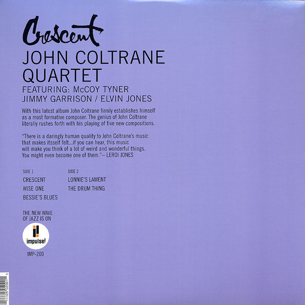 The John Coltrane Quartet - Crescent (Vinyl, LP, Album, Limited Edition, Reissue, Remastered) Very Good (VG) / Very Good Plus (VG+)