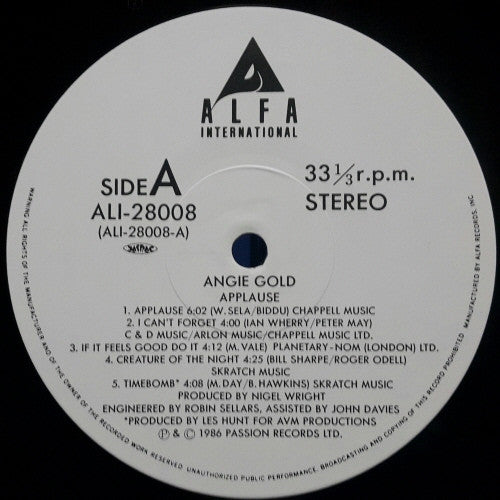 Angie Gold - Applause (Vinyl, LP, Album) Very Good Plus (VG+) / Very Good Plus (VG+)