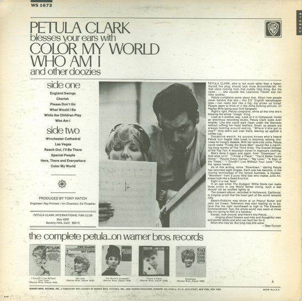 Petula Clark - Color My World / Who Am I (Vinyl, LP, Album, Stereo) Very Good (VG) / Very Good (VG)