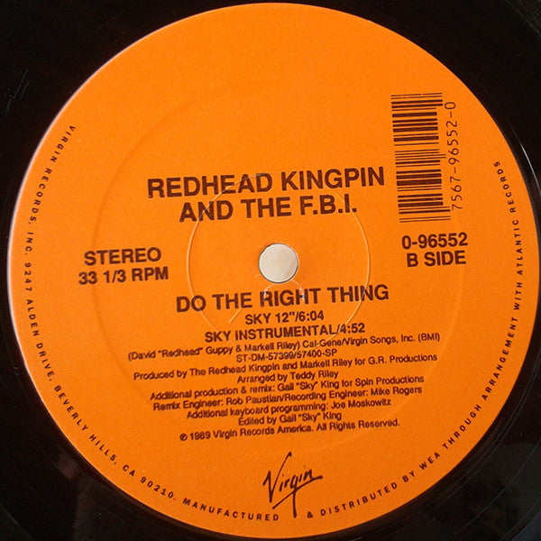 Redhead Kingpin And The FBI - Do The Right Thing (Vinyl, 12", 33 ⅓ RPM) Very Good (VG) / Good Plus (G+)