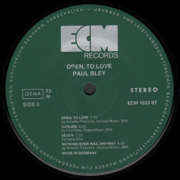 Paul Bley - Open, To Love (Vinyl, LP, Album)