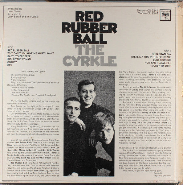The Cyrkle - Red Rubber Ball (Vinyl, LP, Album, Mono) Good Plus (G+) / Very Good (VG)
