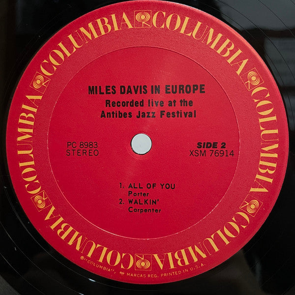 Miles Davis - Miles Davis In Europe (Vinyl, LP, Album, Stereo, Reissue) Very Good Plus (VG+) / Good Plus (G+)