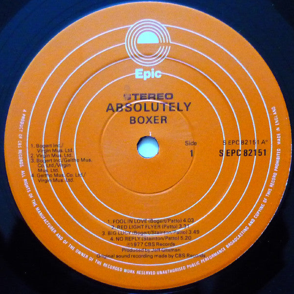 Boxer (2) - Absolutely (Vinyl, LP, Album) Very Good Plus (VG+) / Very Good Plus (VG+)