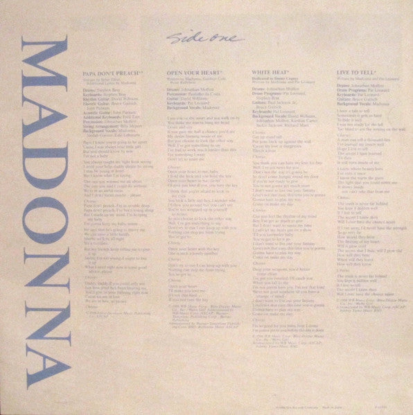 Madonna - True Blue = トゥルー・ブルー (Vinyl, LP, Album, Stereo)