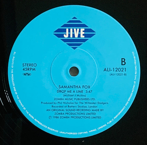Samantha Fox - Touch Me (I Want Your Body) (Vinyl, 12", 45 RPM, Single) Very Good Plus (VG+) / Very Good Plus (VG+)