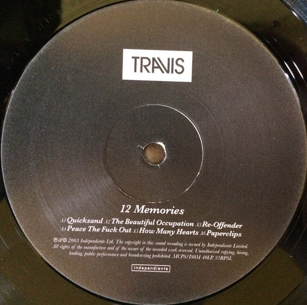Travis - 12 Memories (Vinyl, LP, Album) Very Good Plus (VG+) / Very Good Plus (VG+)