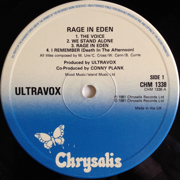 Ultravox - Rage In Eden (Vinyl, LP, Album, Reissue) Very Good (VG) / Very Good Plus (VG+)