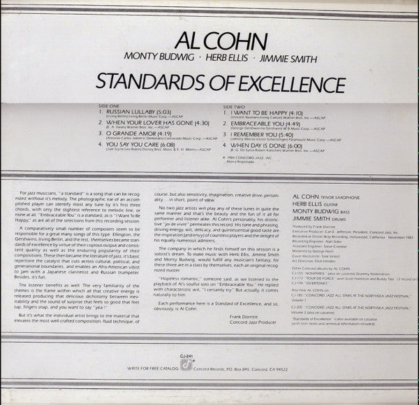Al Cohn - Standards Of Excellence (Vinyl, LP) Near Mint (NM or M-) / Very Good Plus (VG+)