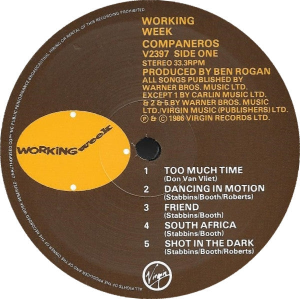 Working Week - Compañeros (Vinyl, LP, Album) Good Plus (G+) / Good Plus (G+)