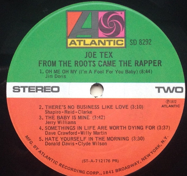 Joe Tex - From The Roots Came The Rapper (Vinyl, LP, Album) Very Good Plus (VG+) / Good Plus (G+)