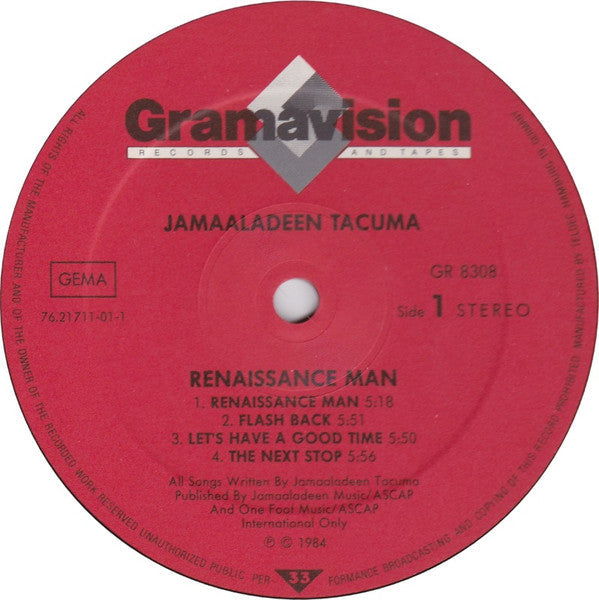 Jamaaladeen Tacuma - Renaissance Man (Vinyl, LP, Album) Very Good Plus (VG+) / Very Good Plus (VG+)
