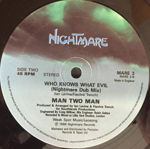 Man 2 Man - Who Knows What Evil? (Vinyl, 12", 45 RPM, Stereo) Very Good Plus (VG+) / Very Good (VG)