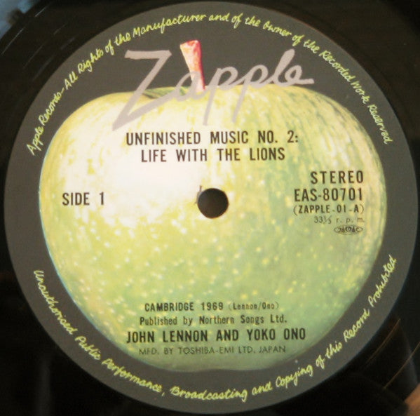 John Lennon & Yoko Ono - Unfinished Music No. 2: Life With The Lions (Vinyl, LP, Album, Reissue) Near Mint (NM or M-) / Very Good Plus (VG+)