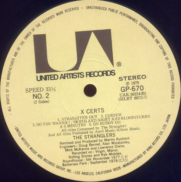 The Stranglers - X Certs (Vinyl, Vinyl, LP, Album, Limited Edition, 7", 45 RPM, Single) Very Good Plus (VG+) / Very Good Plus (VG+)