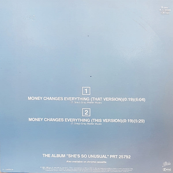 Cyndi Lauper - Money Changes Everything (Vinyl, 12", 45 RPM, Maxi-Single) Near Mint (NM or M-) / Very Good Plus (VG+)