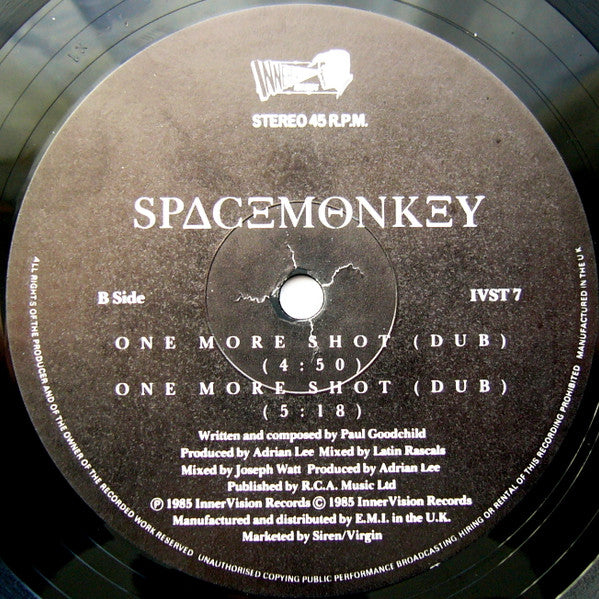 Space Monkey (3) - One More Shot (Vinyl, 12", 45 RPM) Good Plus (G+) / Very Good Plus (VG+)