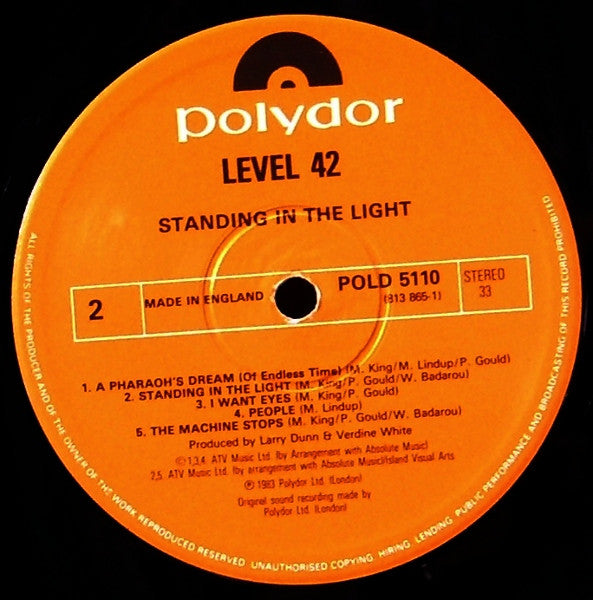 Level 42 - Standing In The Light (Vinyl, LP, Album, Stereo) Very Good (VG) / Very Good (VG)