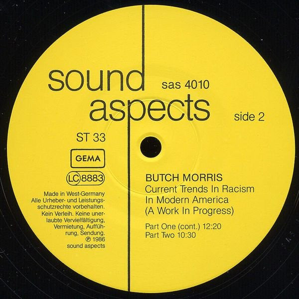 Butch Morris - Current Trends In Racism In Modern America (A Work In Progress) (Vinyl, LP, Album, Stereo) Near Mint (NM or M-) / Very Good Plus (VG+)