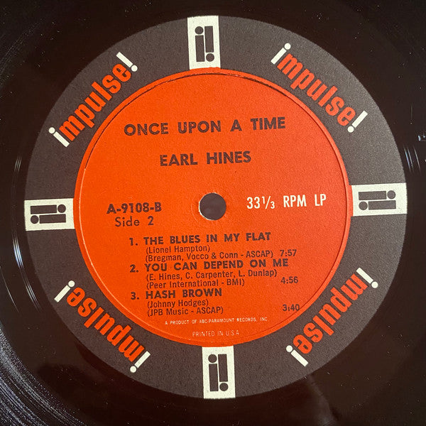 Earl Hines - Once Upon A Time (Vinyl, LP, Album, Mono) Very Good Plus (VG+) / Very Good (VG)