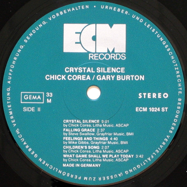 Gary Burton / Chick Corea - Crystal Silence (Vinyl, LP, Album) Very Good Plus (VG+) / Very Good (VG)