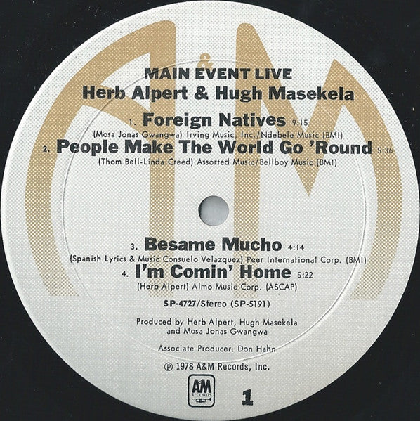 Herb Alpert - Main Event Live (Vinyl, LP, Album, Stereo) Very Good (VG) / Very Good Plus (VG+)