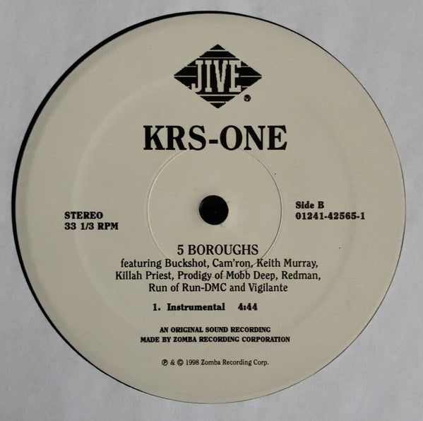 KRS-One - 5 Boroughs (Vinyl, 12", 33 ⅓ RPM, Single) Very Good (VG) / Very Good (VG)