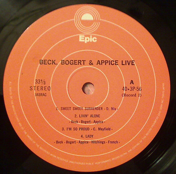 Beck, Bogert & Appice - Beck, Bogert & Appice Live (2xVinyl, LP, Album, Reissue) Very Good Plus (VG+) / Very Good (VG)