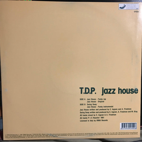TDP - Jazz House (Vinyl, 12", 45 RPM) Very Good (VG) / Very Good (VG)
