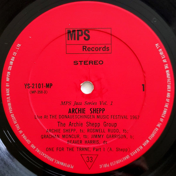 Archie Shepp - Life At The Donaueschingen Music Festival (Vinyl, LP, Album) Good Plus (G+) / Very Good (VG)
