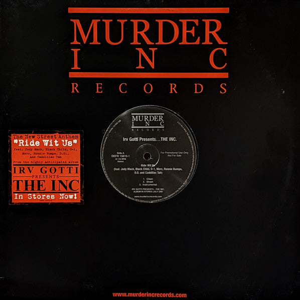 Irv Gotti - Ride Wit Us / 1 Hearse, 2 Suburbans (Vinyl, 12", 33 ⅓ RPM, Promo, Stereo) Very Good Plus (VG+) / Very Good Plus (VG+)