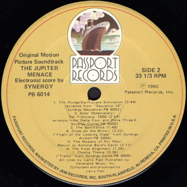 Synergy (3) - The Jupiter Menace (Original Motion Picture Soundtrack) (Vinyl, LP, Album) Good Plus (G+) / Good Plus (G+)