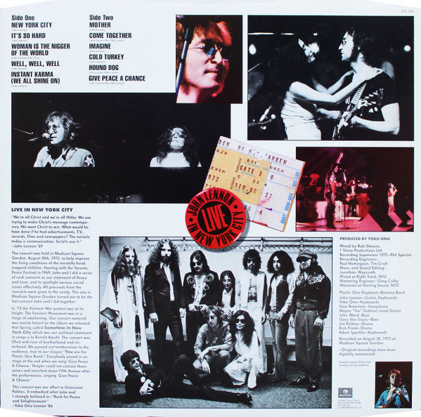 John Lennon - Live In New York City (Vinyl, LP, Album, Stereo) Very Good Plus (VG+) / Very Good (VG)