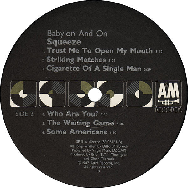 Squeeze (2) - Babylon And On (Vinyl, LP, Album, Stereo) Very Good (VG) / Very Good Plus (VG+)